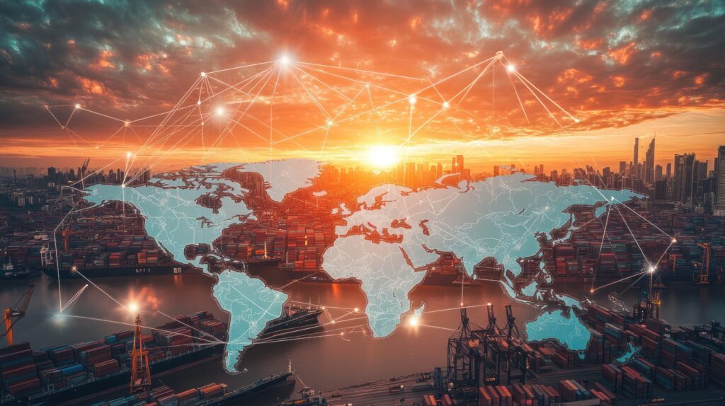 Carte des connexions commerciales entre les marchés internationaux